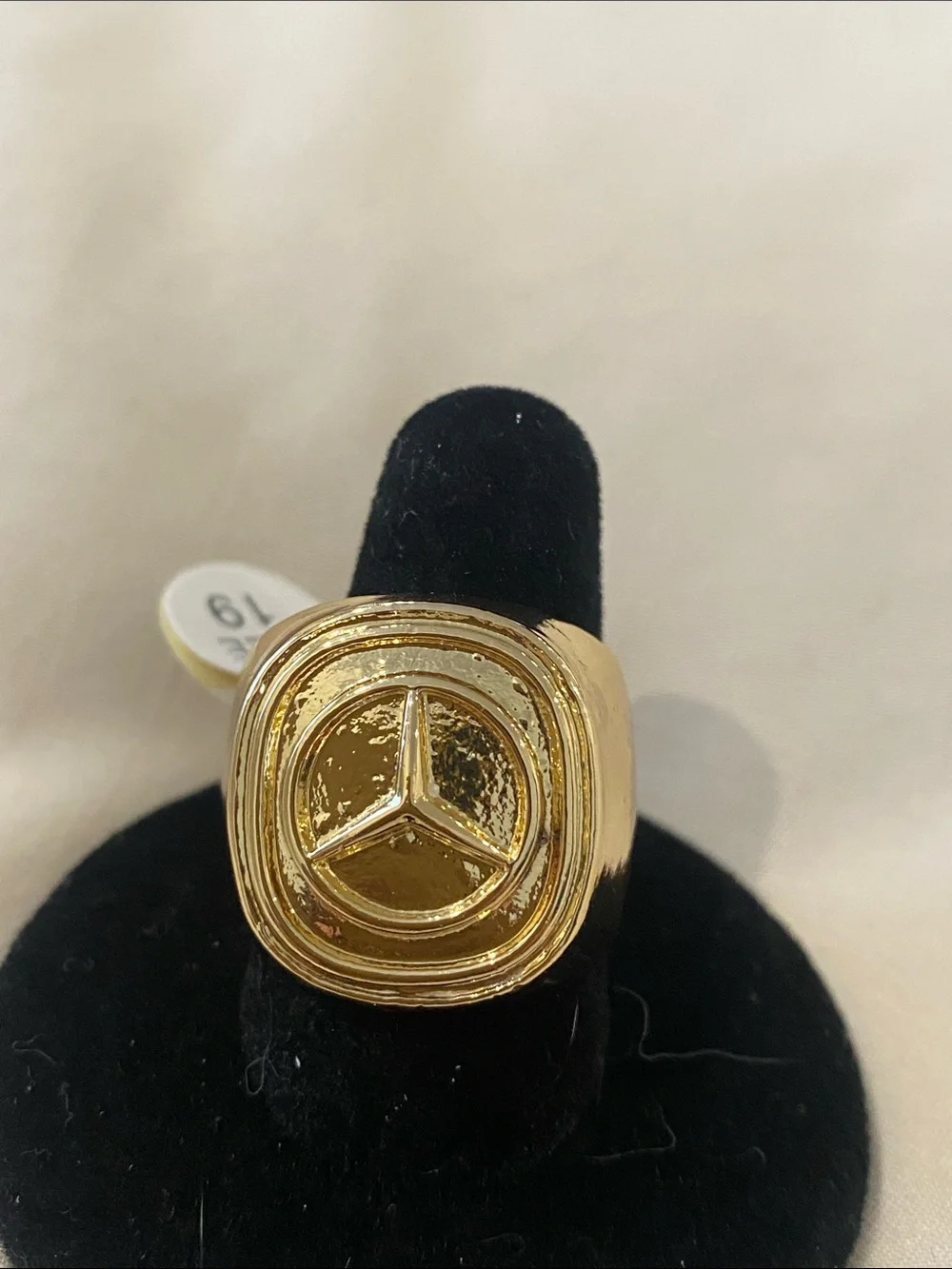 Gold Mercedes Logo Men's Signet Ring